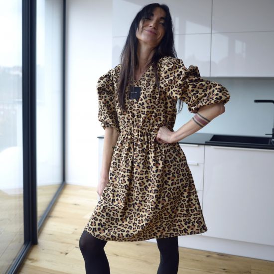 šaty - NABOKO- MINI- leopard