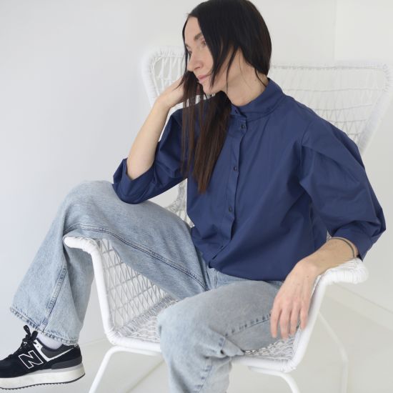 Košile Fiansé light navy poplin