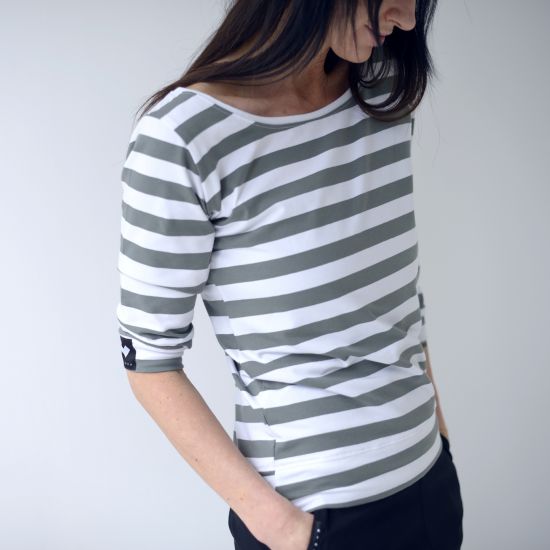 Top Espera - strip- khaki