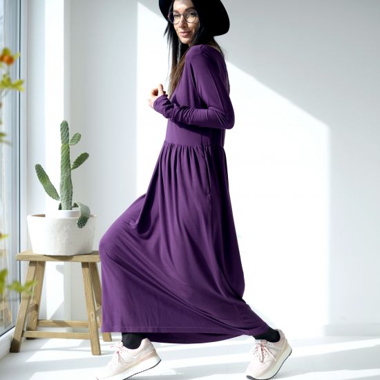 Naboko dress Modal long- dark blueberry