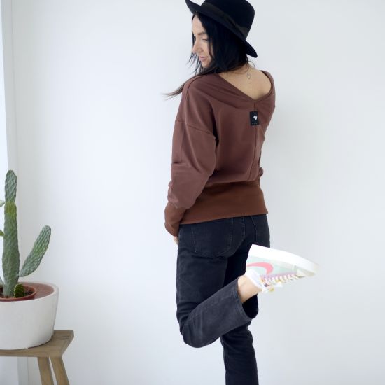 Mikina Misty - rib- dark brownie