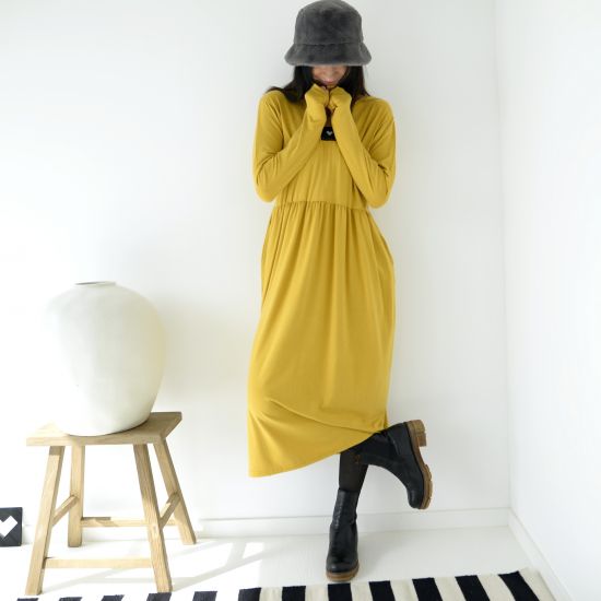 Naboko dress jersey long- hořčice