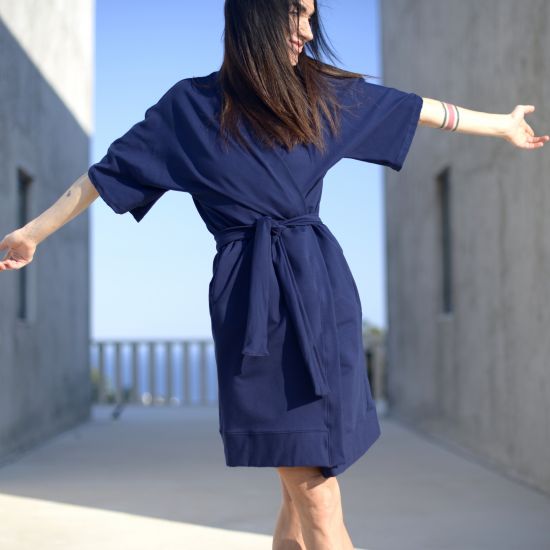 Kimono dress- jersey-navy