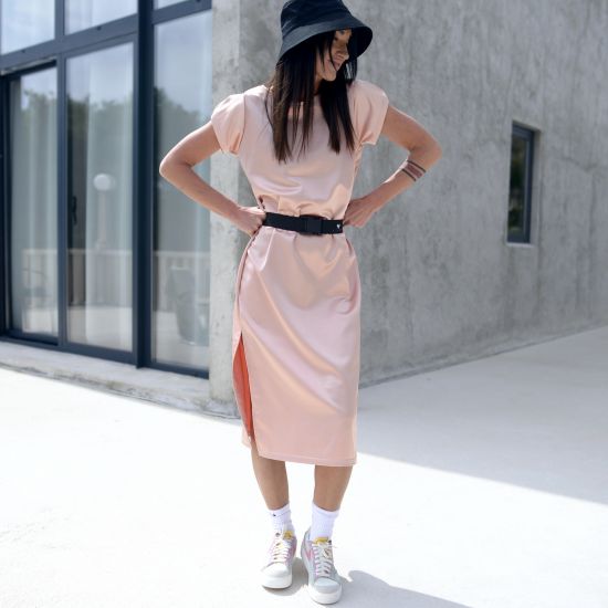 Šaty Linen - satén- light peach