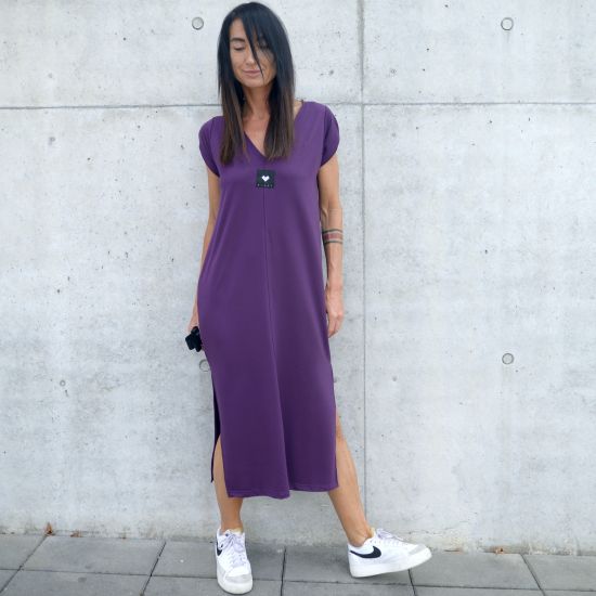 Šaty Linen- modal- blueberry