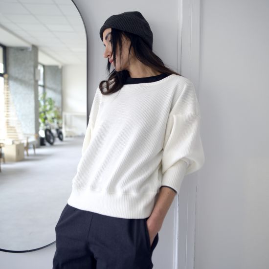 Mikina-ARLO- knitted sweater- white cream L-XL