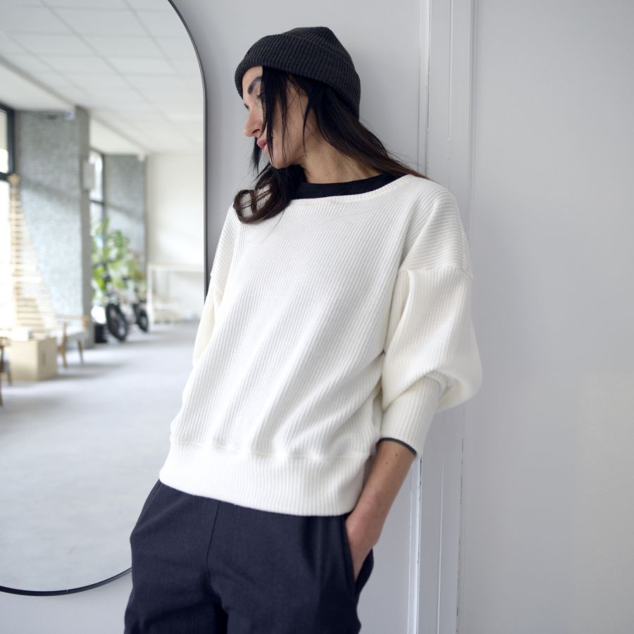 Mikina-ARLO- knitted sweater- white cream